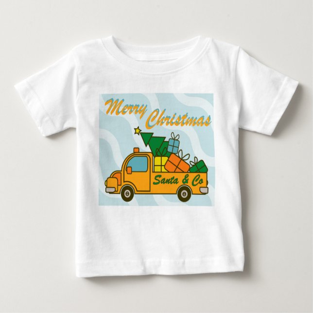 Santa truck side view Merry Christmas Baby T-Shirt (Front)