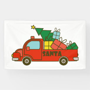 Santa truck side view Merry Christmas Banner