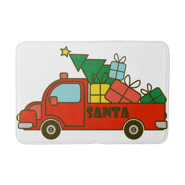 Santa truck side view Merry Christmas Bath Mat (Front)