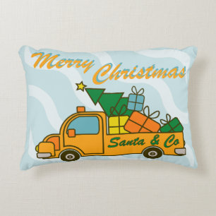 Santa truck side view Merry Christmas Decorative Cushion