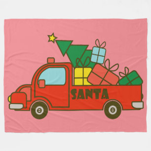 Santa truck side view Merry Christmas Fleece Blanket