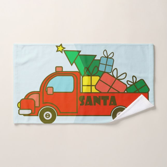 Santa truck side view Merry Christmas Hand Towel (Hand Towel)