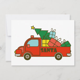Santa truck side view Merry Christmas Invitation