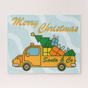 Santa truck side view Merry Christmas Jigsaw Puzzle