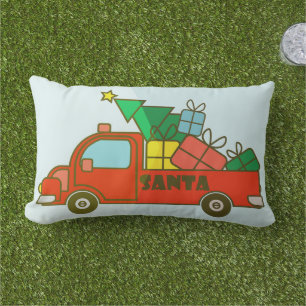 Santa truck side view Merry Christmas Lumbar Cushion