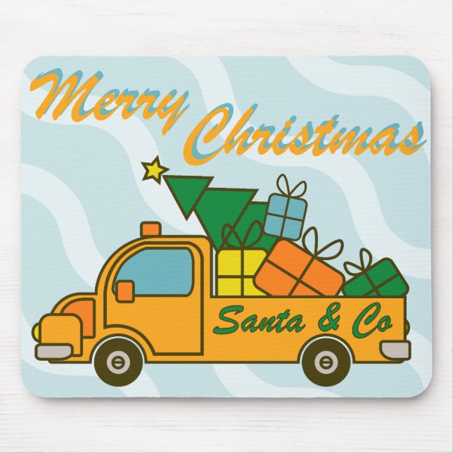 Santa truck side view Merry Christmas Mouse Pad (Front)