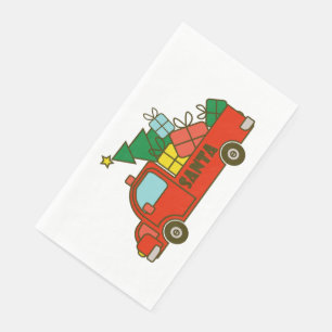 Santa truck side view Merry Christmas Napkin