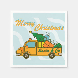 Santa truck side view Merry Christmas Napkin