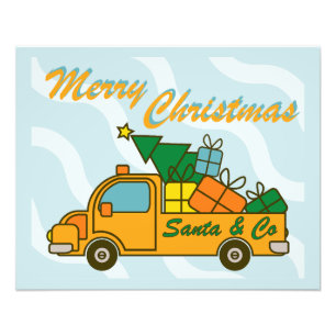 Santa truck side view Merry Christmas Photo Print