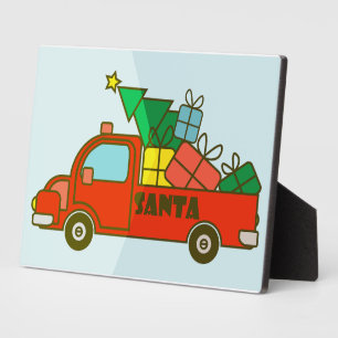 Santa truck side view Merry Christmas Plaque