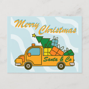 Santa truck side view Merry Christmas Postcard