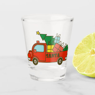 Santa truck side view Merry Christmas Shot Glass