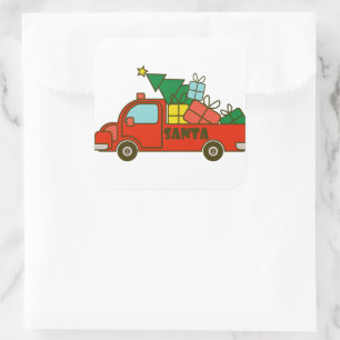 Santa truck side view Merry Christmas Square Sticker