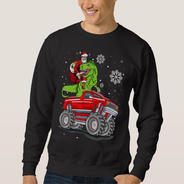 Santa Truck TRex Kids Christmas Dinosaur Rex Boys  Sweatshirt (Front)