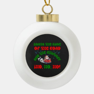 Santa Trucker Christmas Road King Holiday Festive Ceramic Ball Christmas Ornament