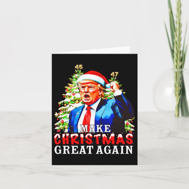 Santa Trump 45-47 Xmas Pyjamas Make Christmas Grea Card (Front)