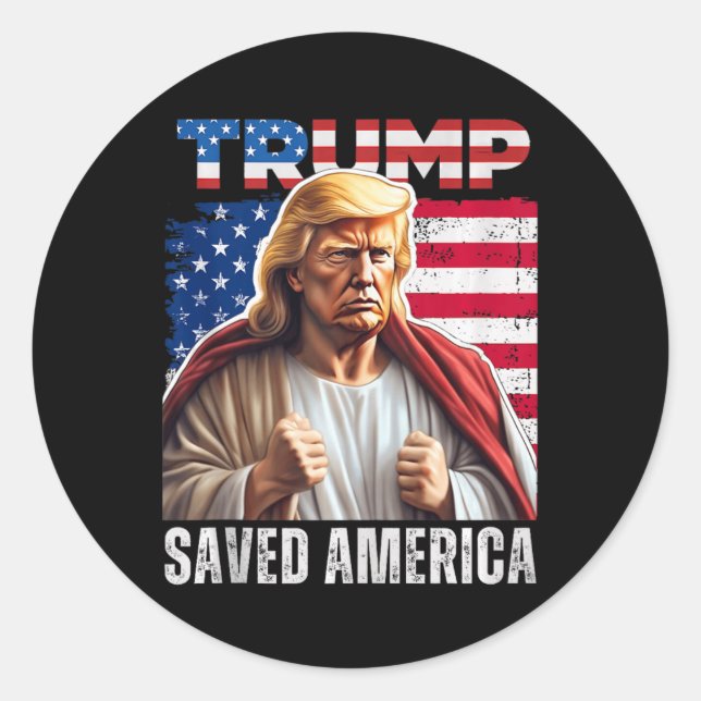 Santa Trump Christmas Humour Funny Trump Xmas Tank Classic Round Sticker (Front)