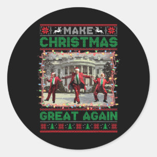 Santa Trump Dance Make Christmas Great Again Ugly Classic Round Sticker