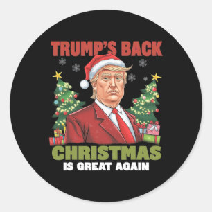 Santa Trump Dance Make Christmas Great Again Ugly  Classic Round Sticker