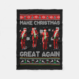 Santa Trump Dance Make Christmas Great Again Ugly  Fleece Blanket