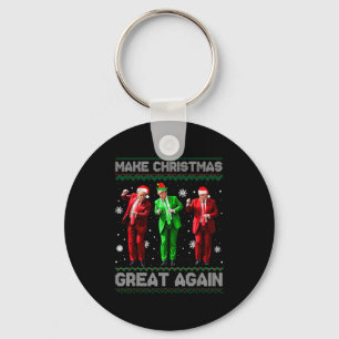 Santa Trump Dance Make Christmas Great Again Ugly Key Ring
