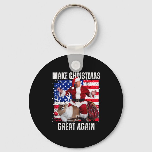 Santa Trump Dance Make Christmas Great Again Ugly  Key Ring (Front)