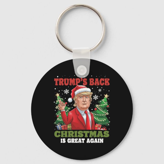 Santa Trump Dance Make Christmas Great Again Ugly  Key Ring (Front)
