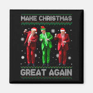 Santa Trump Dance Make Christmas Great Again Ugly Magnet