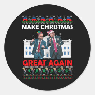 Santa Trump Dance Make Christmas Great Again Xmas  Classic Round Sticker