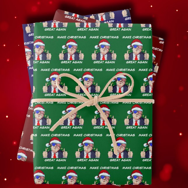 Santa Trump Make Christmas Great Again Trendy Wrapping Paper Sheet (Creator Uploaded)