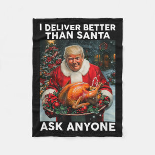 Santa Trump Turkey Christmas Funny Celebration Fleece Blanket