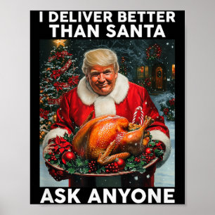Santa Trump Turkey Christmas Funny Celebration Poster