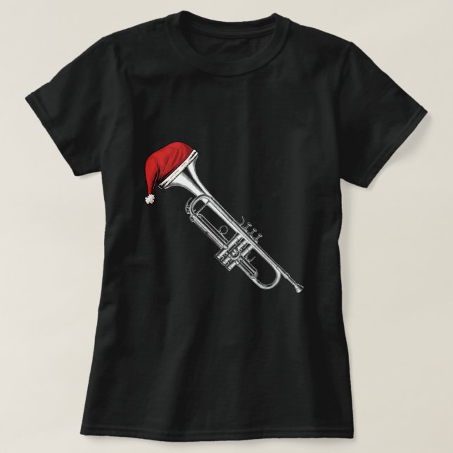 Santa Trumpet Christmas Jazz Music Xmas For Trumpe T-Shirt (Design Front)
