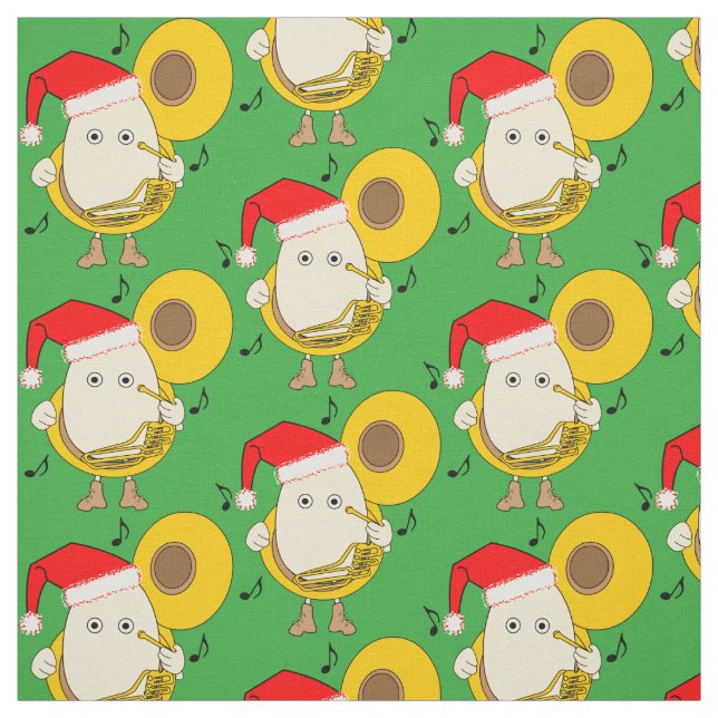 Santa Tuba Player Egghead Fabric (Swatch)