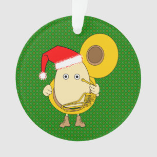 Santa Tuba Player Egghead Ornament