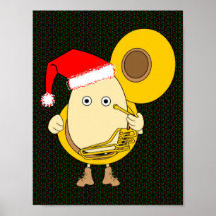 Santa Tuba Player Egghead Poster