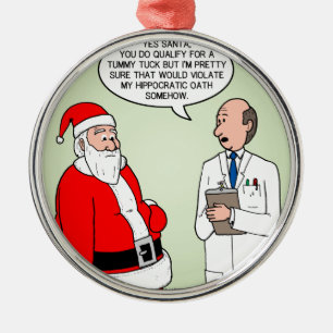 Santa Tummy Tuck Metal Tree Decoration