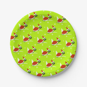 Santa Turtle Christmas Paper Party Plates