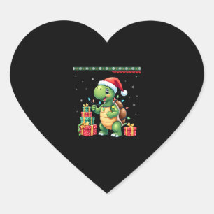 Santa Turtle Christmas Ugly Sweater Funny Holiday Heart Sticker