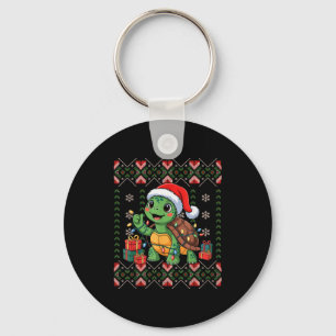 Santa Turtle Christmas Ugly Sweater Funny Holiday Key Ring