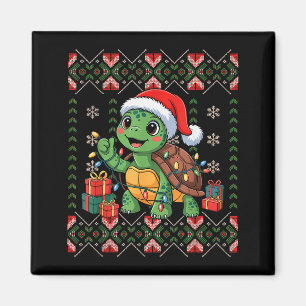 Santa Turtle Christmas Ugly Sweater Funny Holiday Magnet