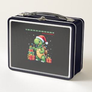 Santa Turtle Christmas Ugly Sweater Funny Holiday Metal Lunch Box