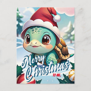 Santa Turtle Merry Christmas to me Greeting Postcard