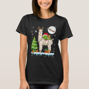 Santa Turtle Ridding Reindeer Alpaca Christmas Tre T-Shirt