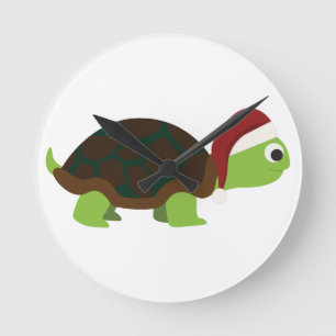 Santa Turtle Round Clock