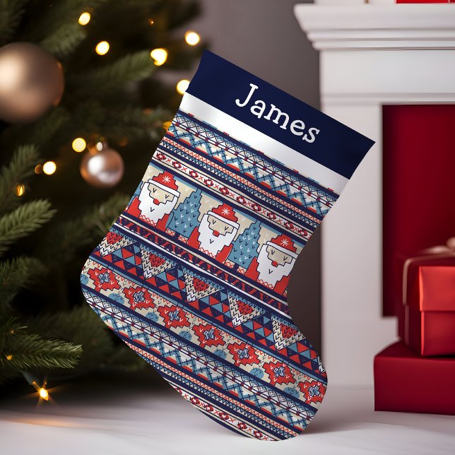 Santa Ugly Christmas Sweater Monogram Small Christmas Stocking (Creator Uploaded)