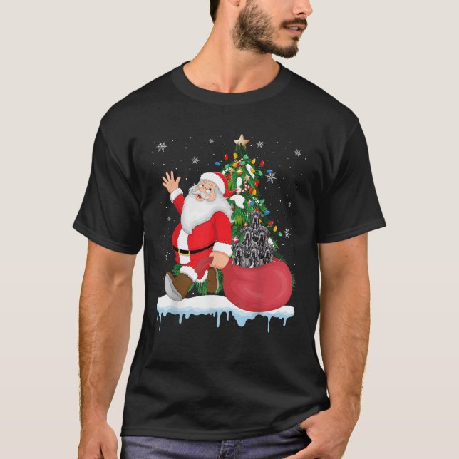 Santa Ugly Christmas Tree Lights Great Dane Dog Lo T-Shirt (Front)