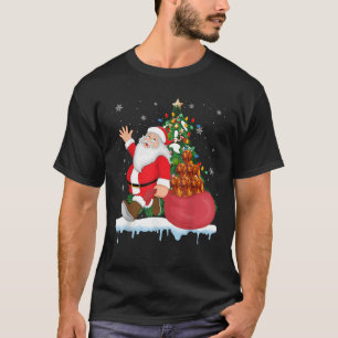 Santa Ugly Christmas Tree Lights Irish Setter Dog  T-Shirt