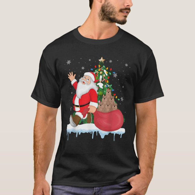 Santa Ugly Christmas Tree Lights Quokka Animal  T-Shirt (Front)