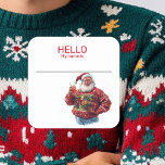 Santa Ugly Sweater Party Name Tag Badge Christmas<br><div class="desc">*** Purchase the Matte Finish when using this sticker as a name tag*** This design may be personalised in the area provided by changing the photo and/or text. Or it can be customised by clicking Personalise this Template and then choosing the click to customise further option and delete or change...</div>